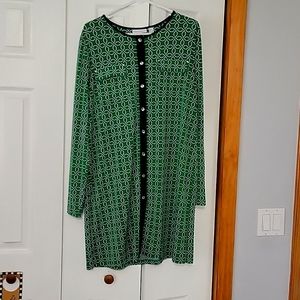 Susan graver green button down dress size large